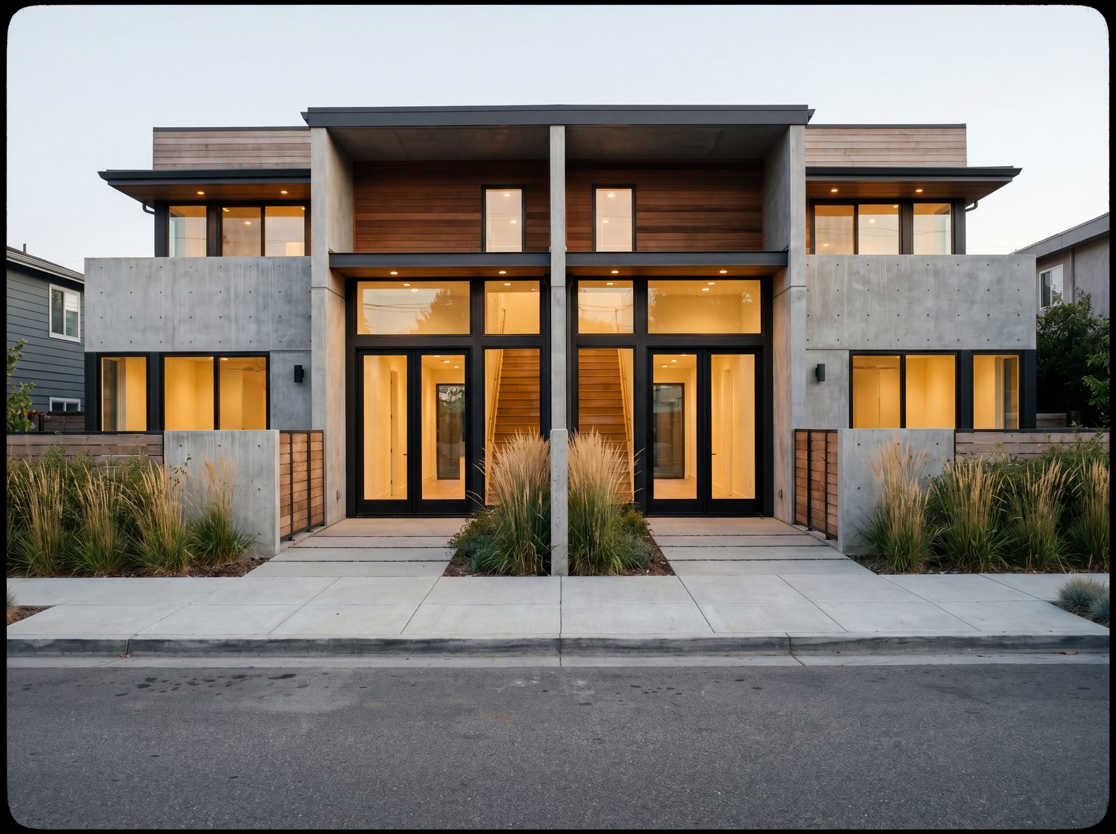Side-by-side duplex residence in the Pacific Northwest — both units inspected